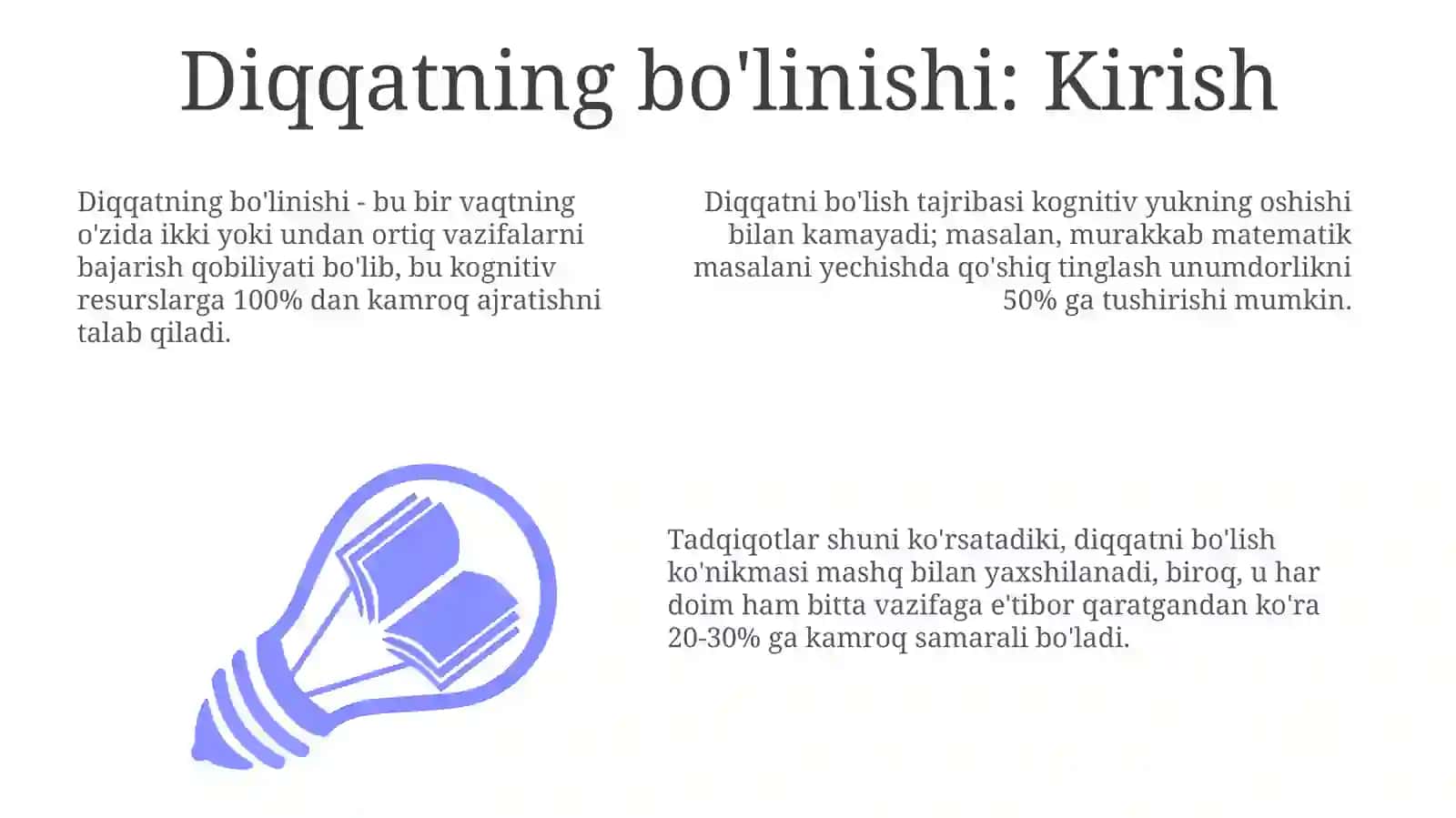 Diqqatni bo'lish: nima bu? 3