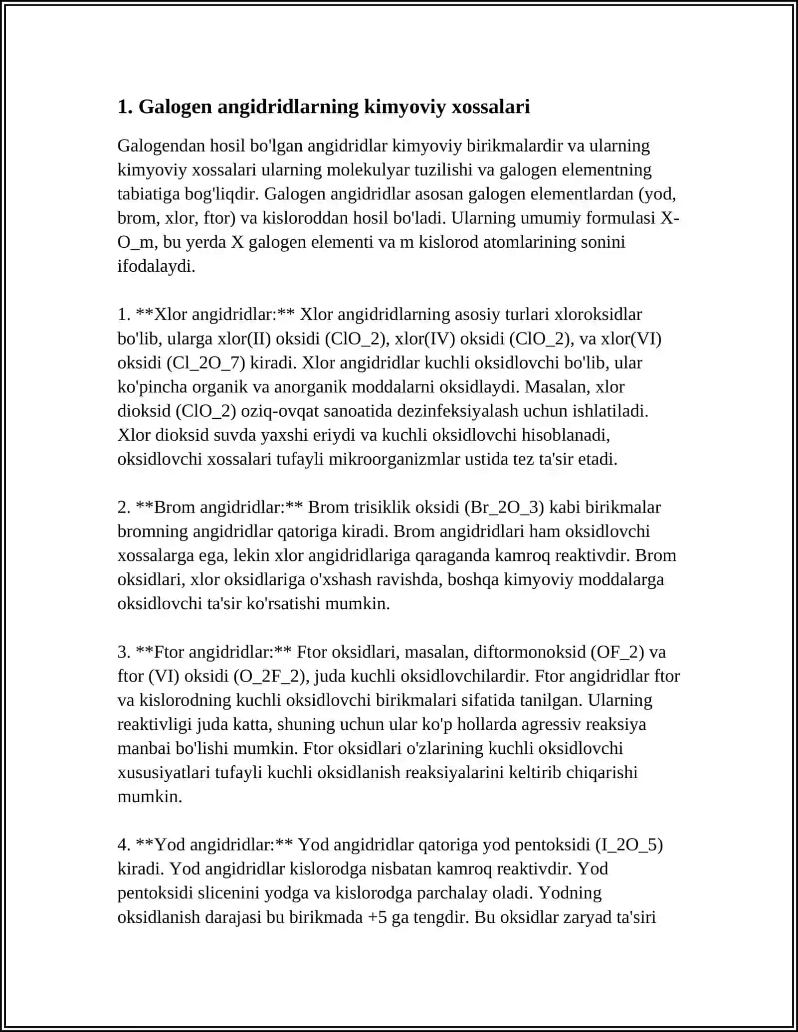 GALOGEN ANGIDRIDLARI, AMIDLARI VA NITRITLARI KIMYOSI 3