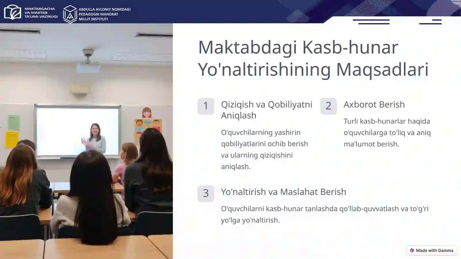 MAKTABDA O'QUVCHILARNI KASB-HUNARGA YO'NALTIRISH YO'LLARI 3