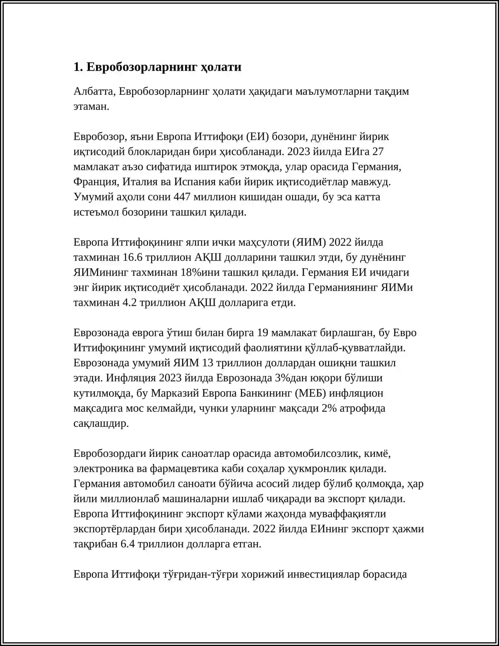 ЕВРОБОЗОРЛАРНИНГИЮЗАГА КЕЛИШИ 3