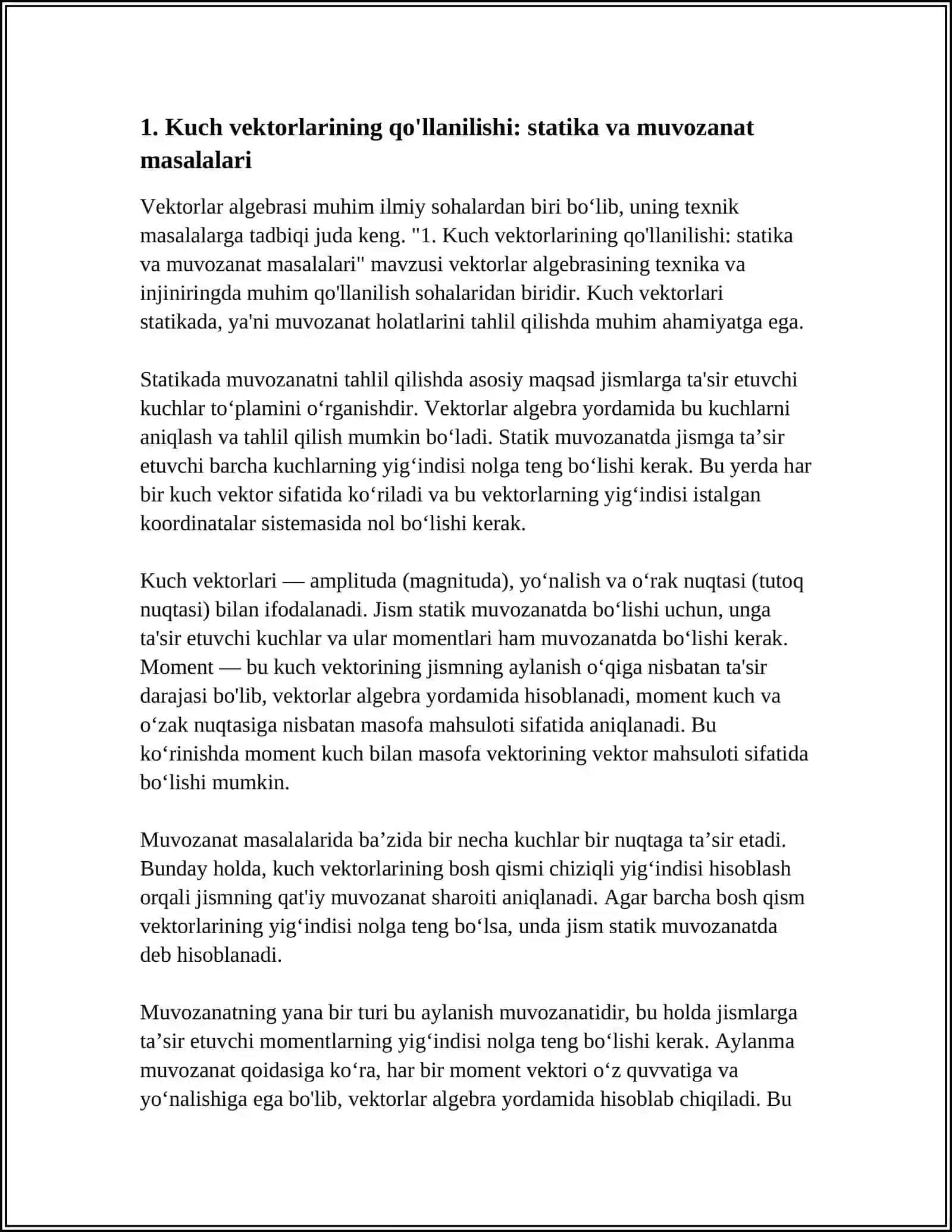 VEKTORLAR ALGEBRASINING TEXNIK MASALALARGA TADBIQI 3