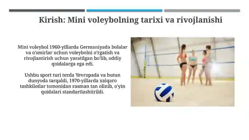 Mini voleybol: Tarix, Qoidalar va Maydon 3