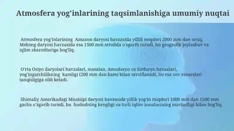 Atmosfera yogʻinlarining daryo havzulari bo'yicha taqsimlanishi 3