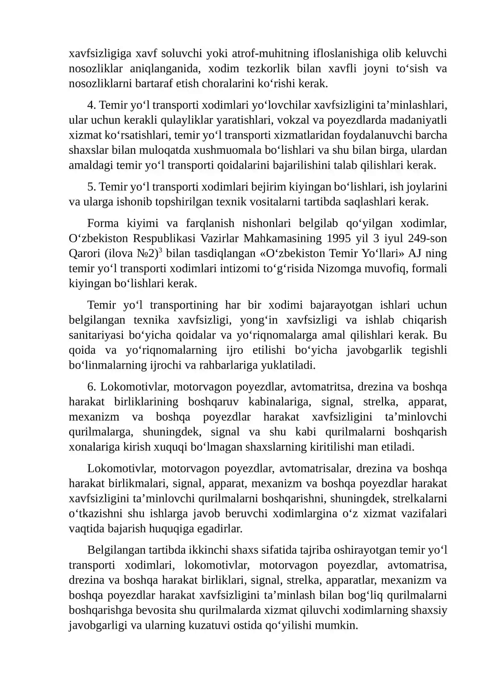 Temir yo‘l transporti xodimining umumiy majburiyatlarini o‘rganish 3