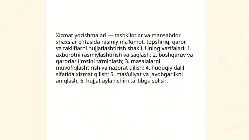Xizmat yozishmalari 3