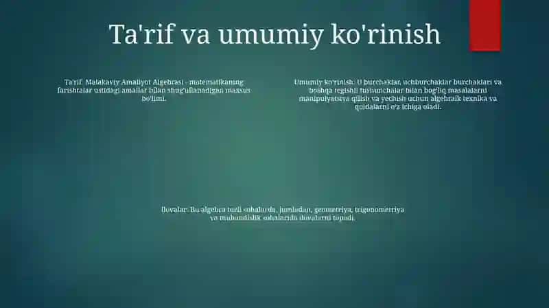 Malakaviy Amaliyot Algebra 3