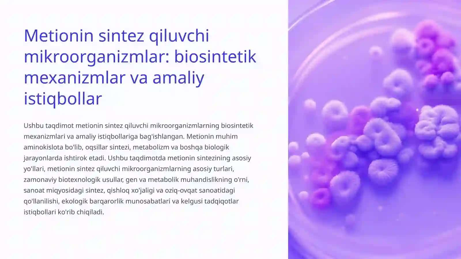 Metionin sintez qiluvchi mikroorganizmlar 3