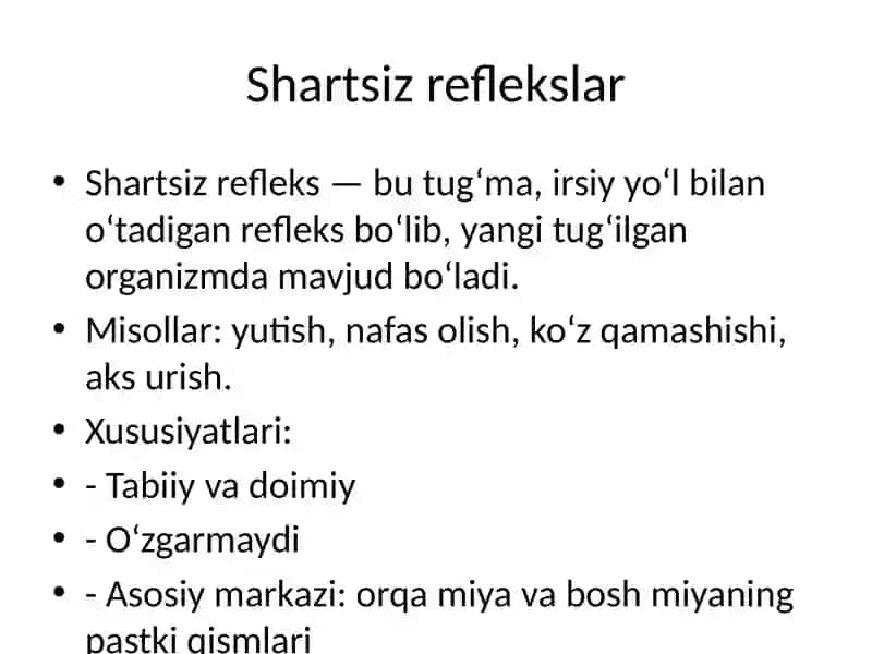 Shartli va shartsiz reflekslar 3