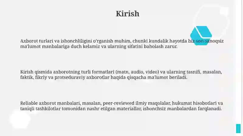 Axborot turlari va ishonchliligi 3