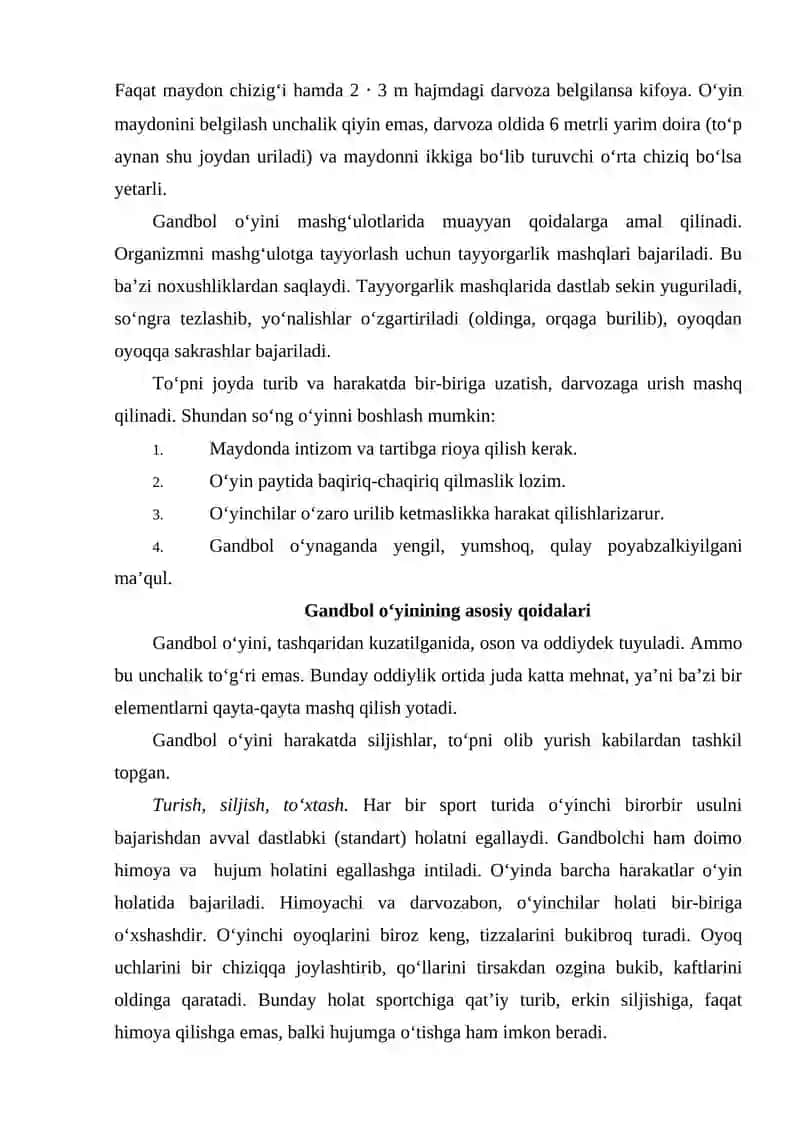 Gandbol o'yin texnikasi va taktikasi 3