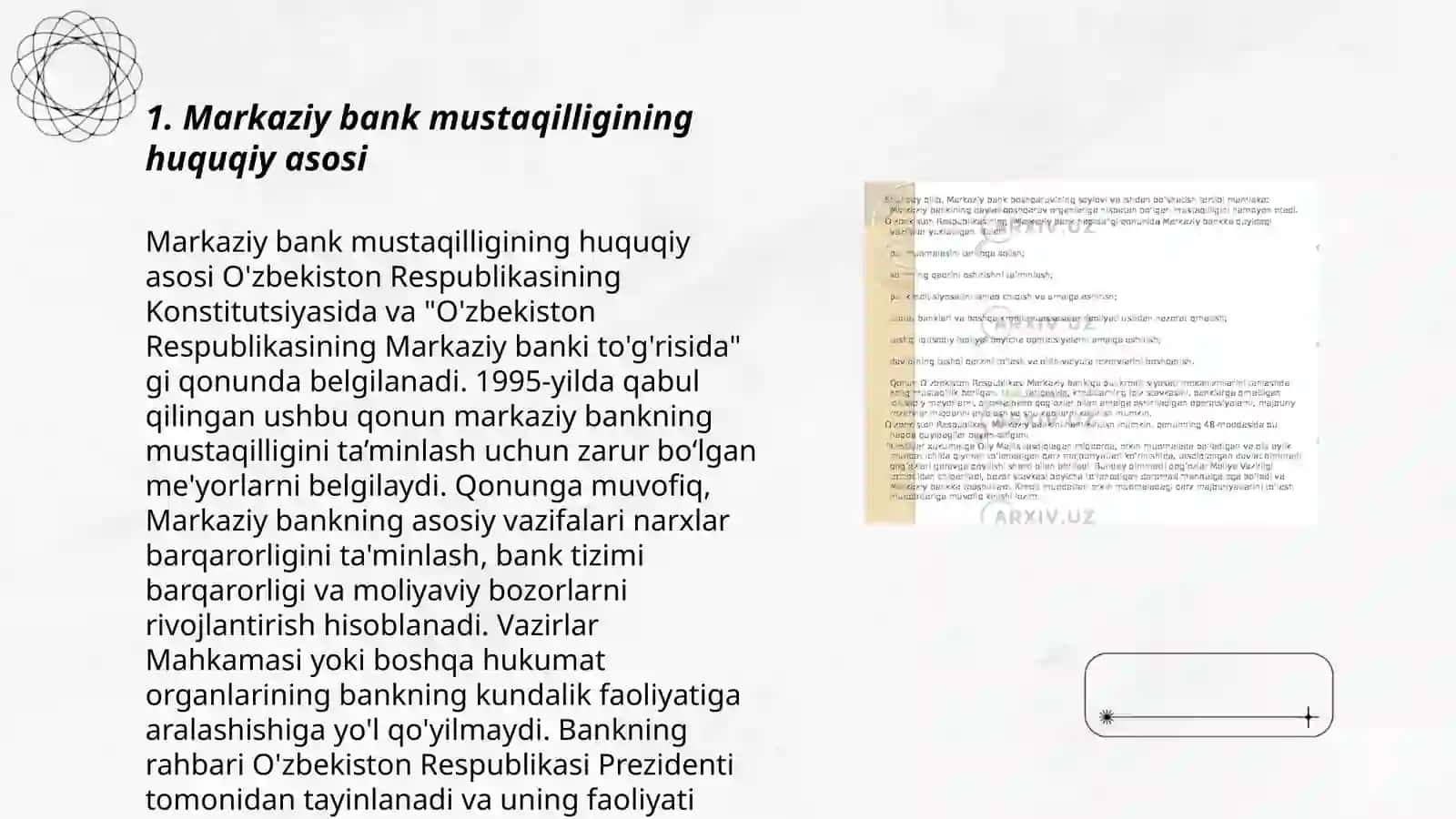 Markaziy bank mustaqilligi va maqomi 3