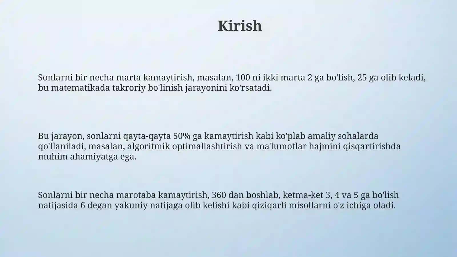 Sonlarni bir necha marta kamaytirish 3