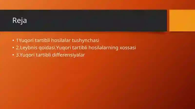 Yuqori tartibli hosilalar.Leybnis qoidasi 3