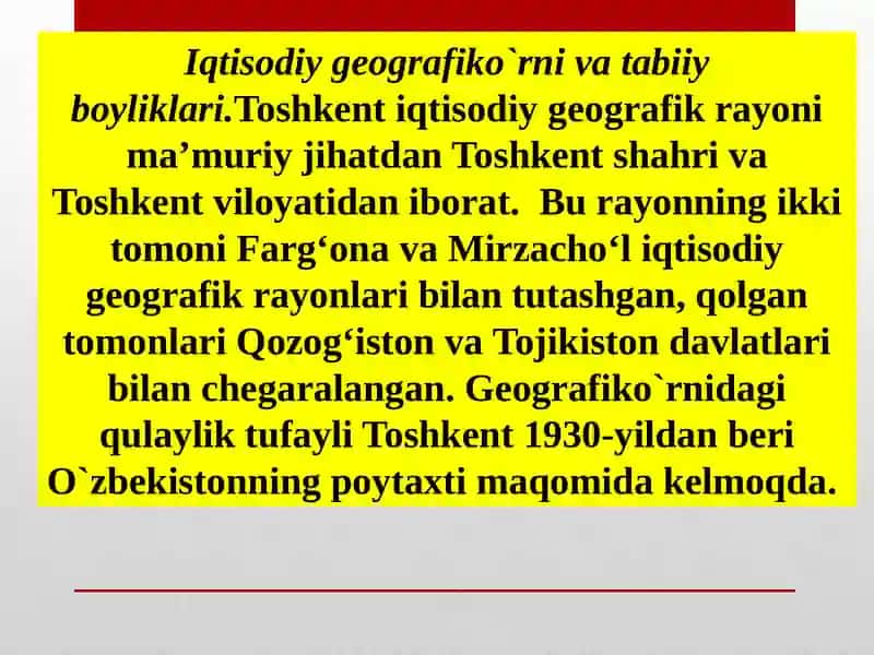 TOSHKENT IQTISODIY GEOGRAFIK RAYONI 3