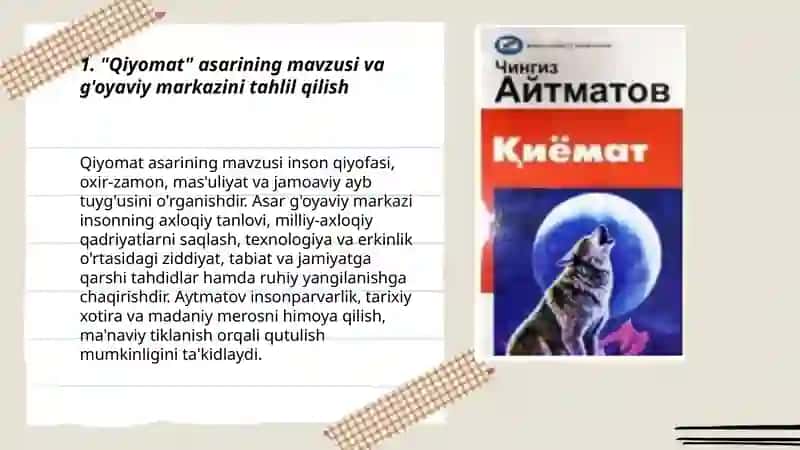 Chingiz Aytmatov Qiyomat asari tahlili 3