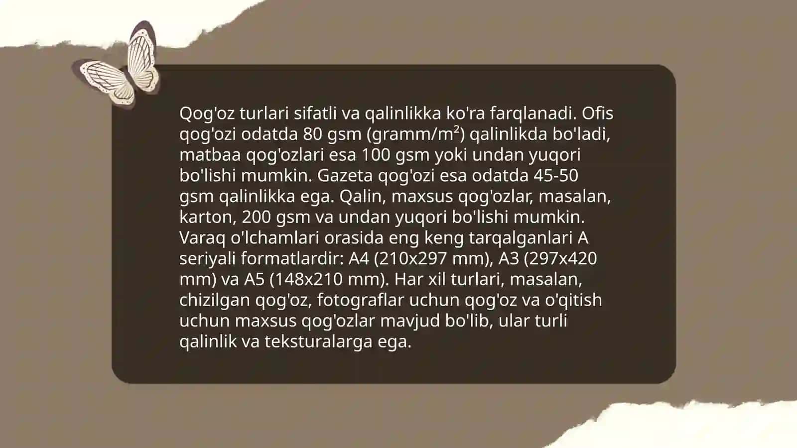 Qog'oz va varaq turlari 3