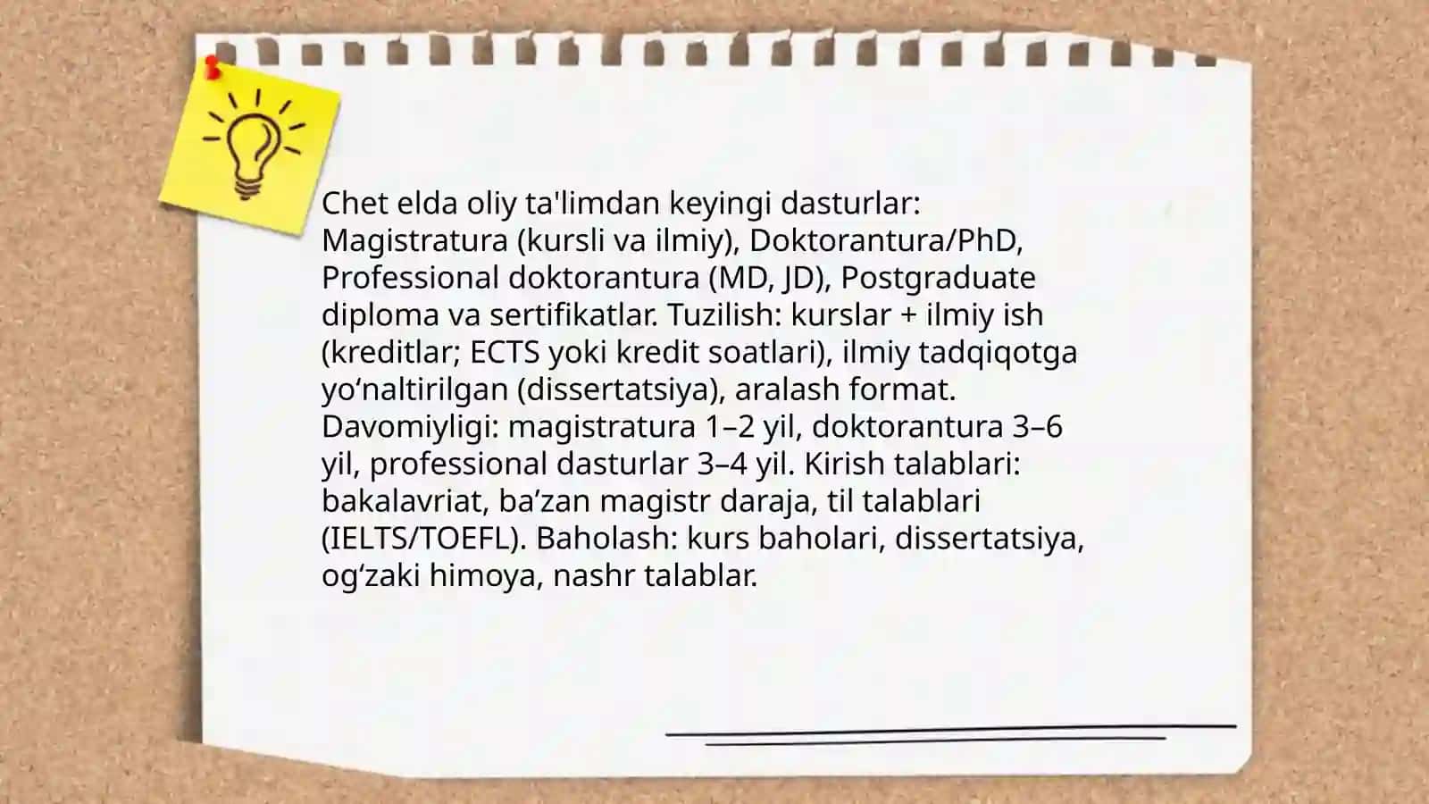 Xorijiy davlatlarda oliy ta'limdan keyingi talim dasturlari va malaka talablari 3