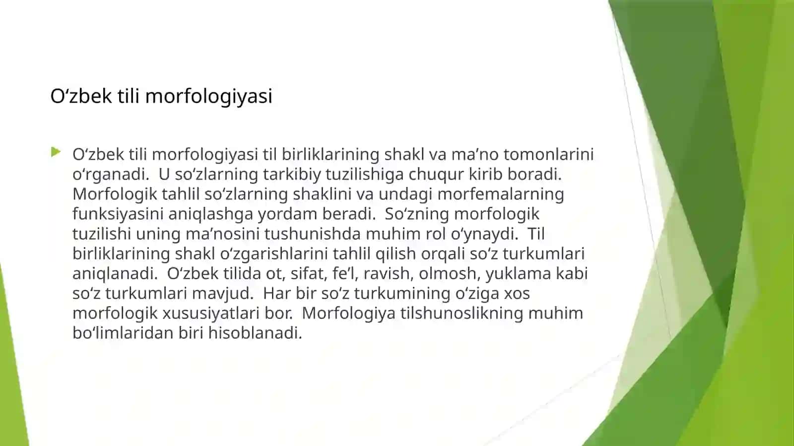 Oʻzbek tilining morfologik sathi 3