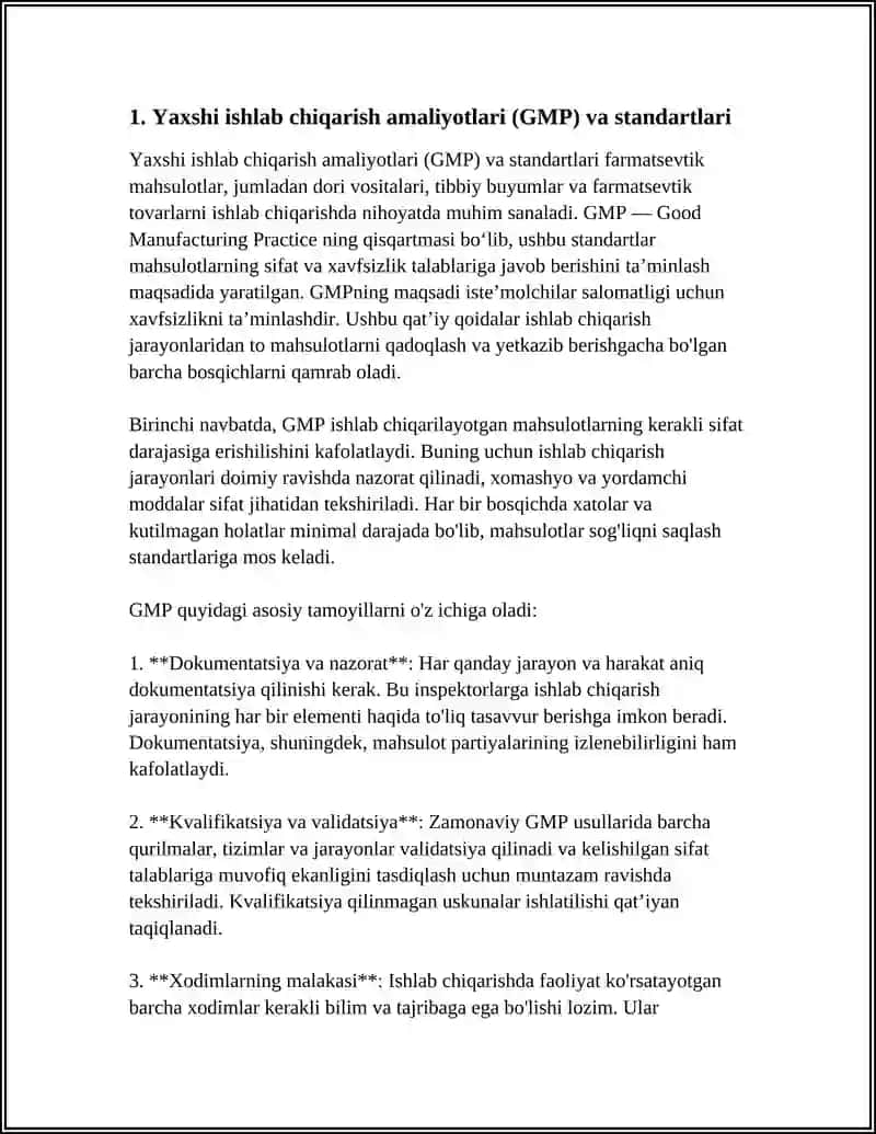 DORI VOSITALAR, TIBBIY BUYUMLAR VA FARMATSEVTIK TOVARLARNI ISHLABCHIQARISH 3