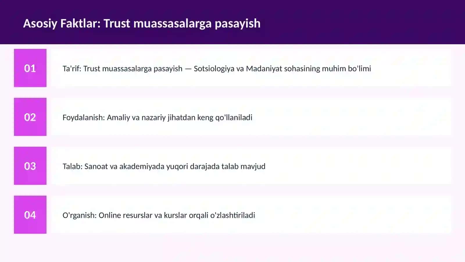 Trust muassasalarga pasayish 3