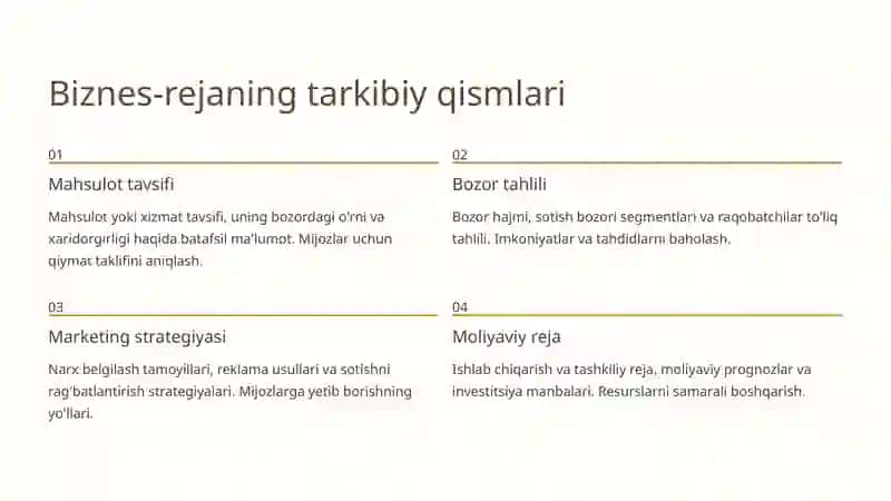 Biznes-reja tuzishning ahamiyati 3