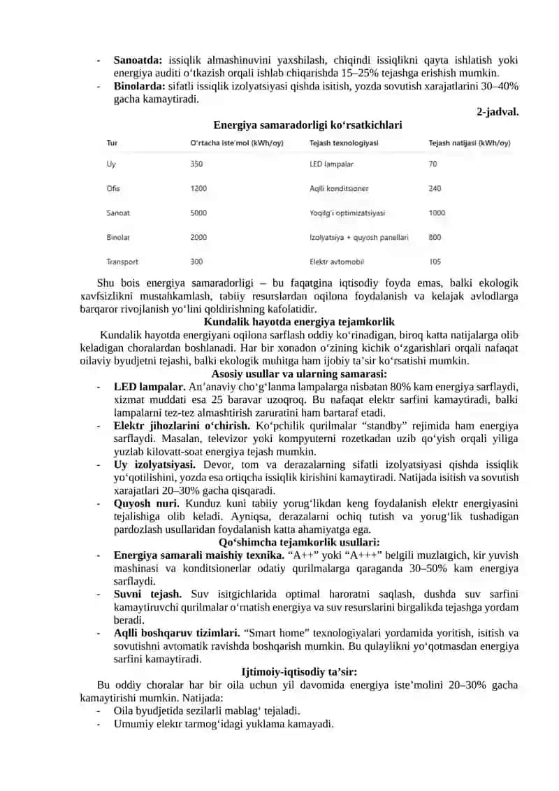 Energiya samaradorligi va tejamkorlik 3