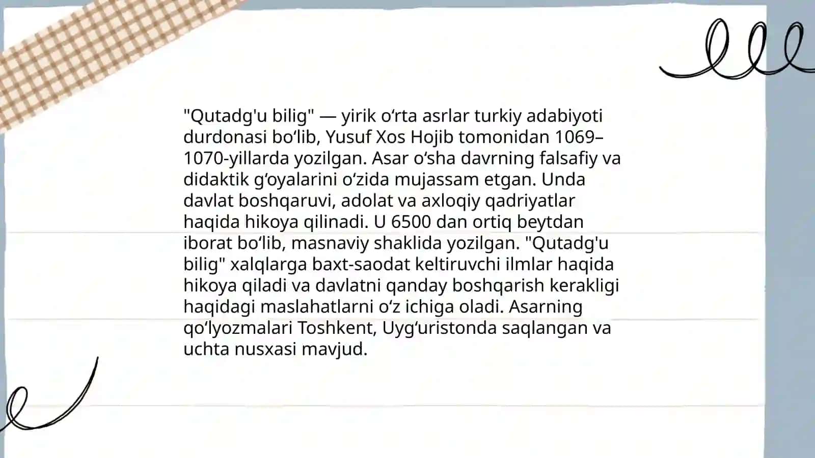Qutadg'u bilig"Yusuf Xos Xojib" 3