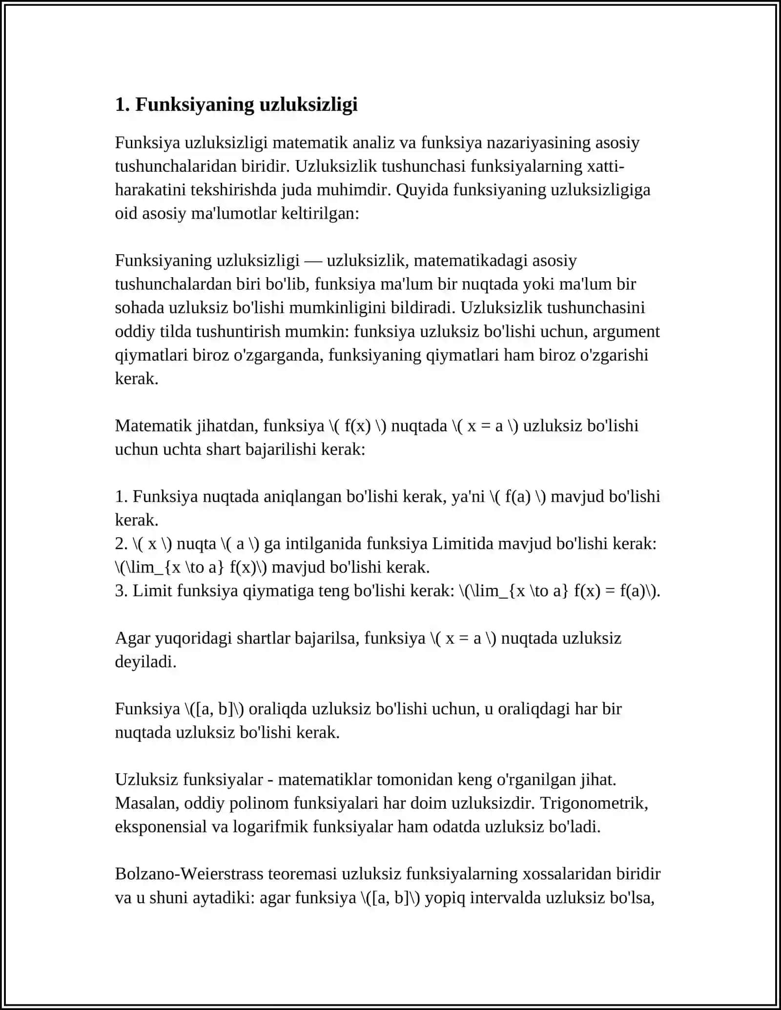 FUNKSIYANING UZLUKSIZ MODULI 3
