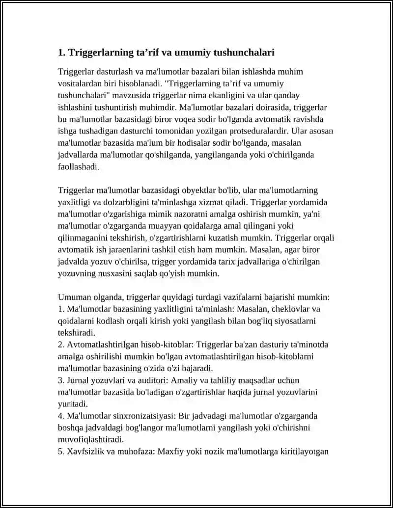 TRIGGERLARNING ASOSIY TURLARI VA VAZIFALARI 3