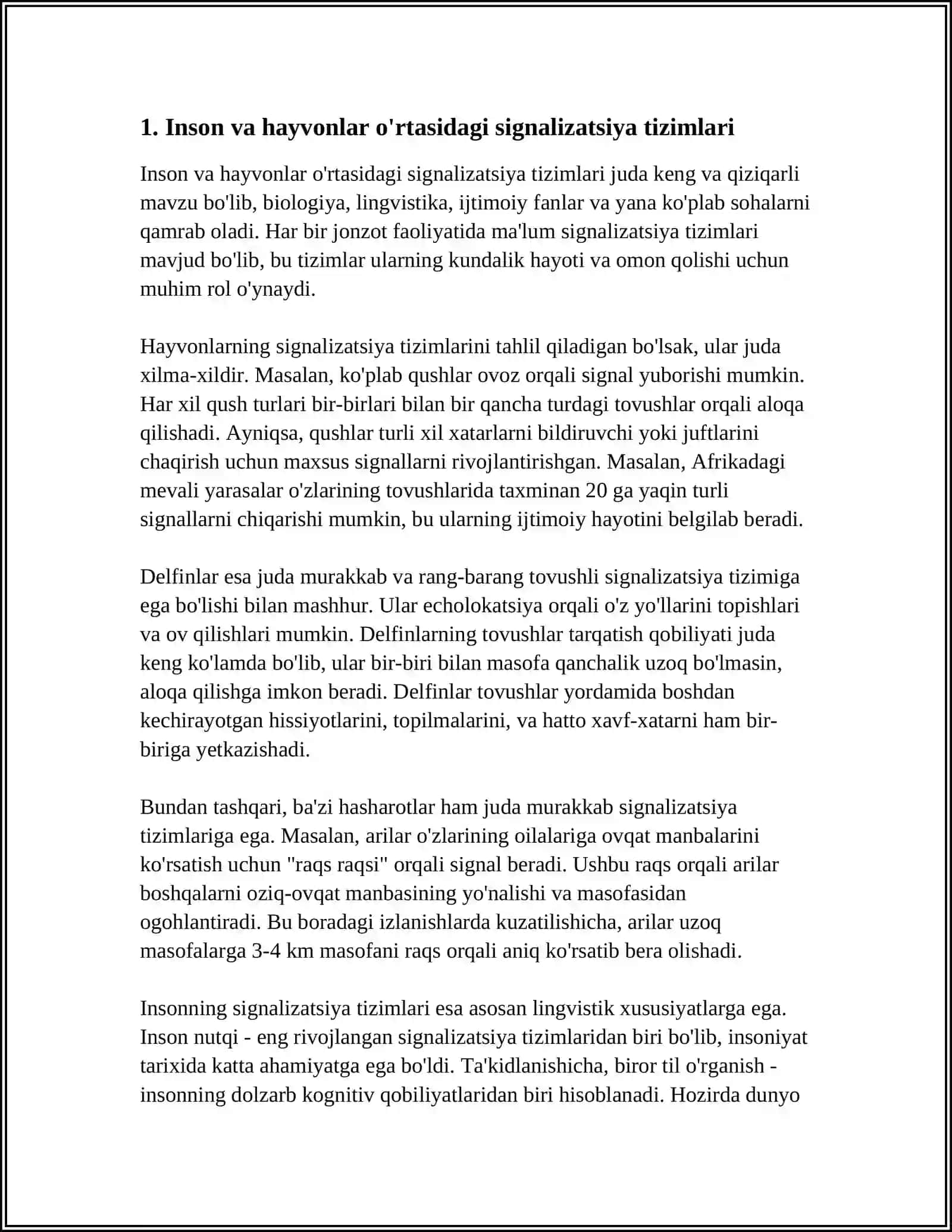 INSON VA HAYVONLAR MULOQOTI 3
