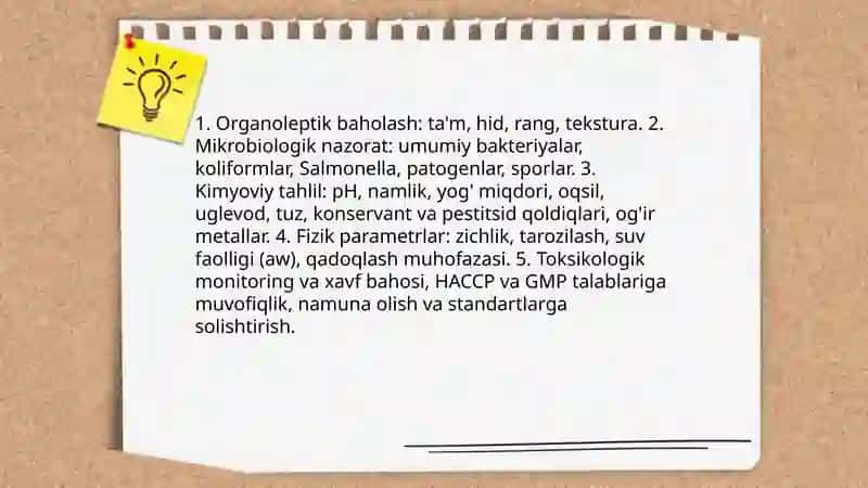 Oziq-ovqatlar sifatini gigenik baxolash 3