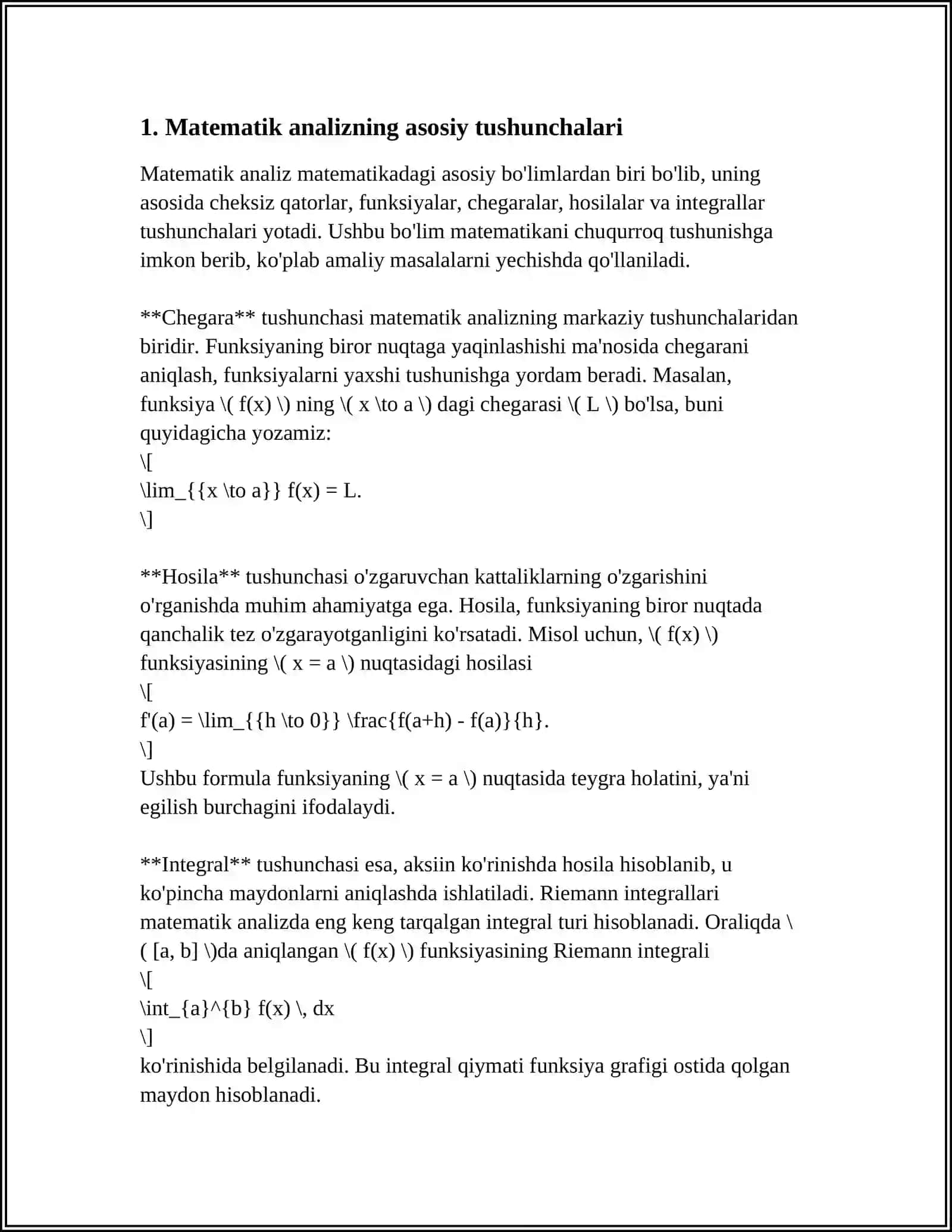 Matematik analizning asosiy tushunchalari 3