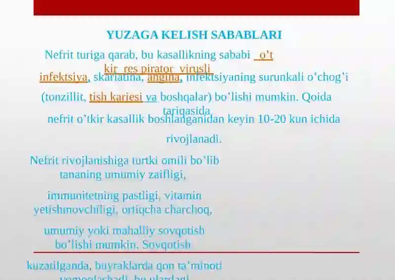 NEFRIT KASALLIGI — ALOMATLARI, SABABLARI, TASHXISLASH, DAVOLASH, OLDINI OLISH 3