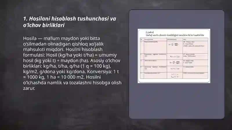 Hosilani hisoblash qoidalari 3