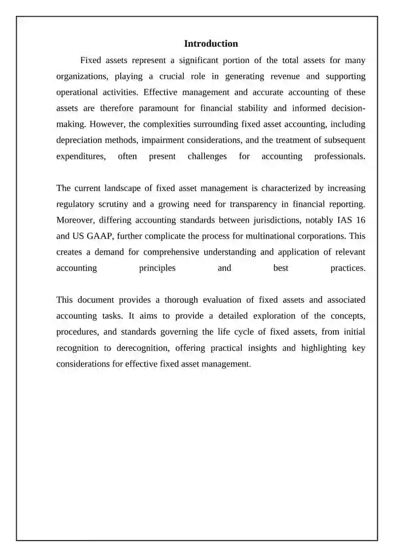 Evaluation of Fixed Assets and Accounting Tasks 3