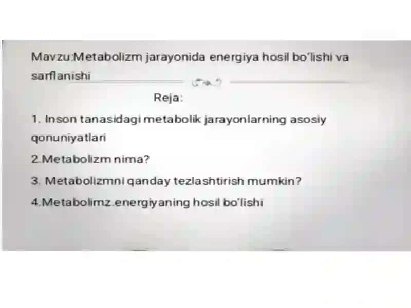 Metabolizm va Energiya 3