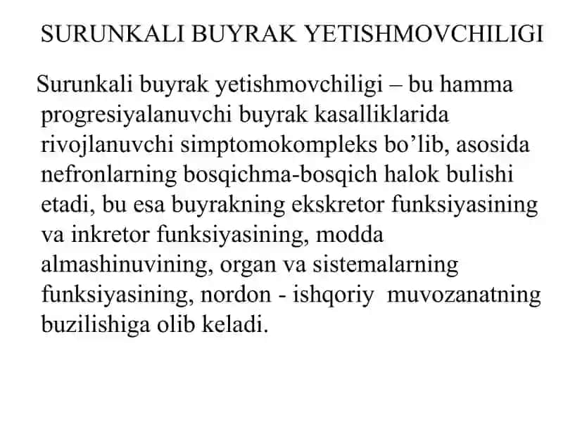 Surunkali buyrak yetishmovchiligi 3