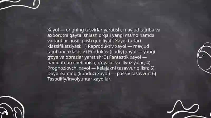 Xayol turlari vajarayonlar 3