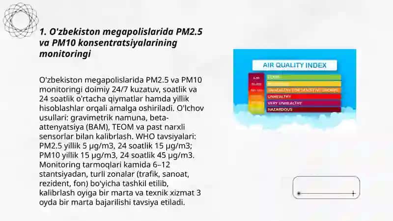 O'zbekiston megapolislarida atmosfera havosining sifatini baholash 3