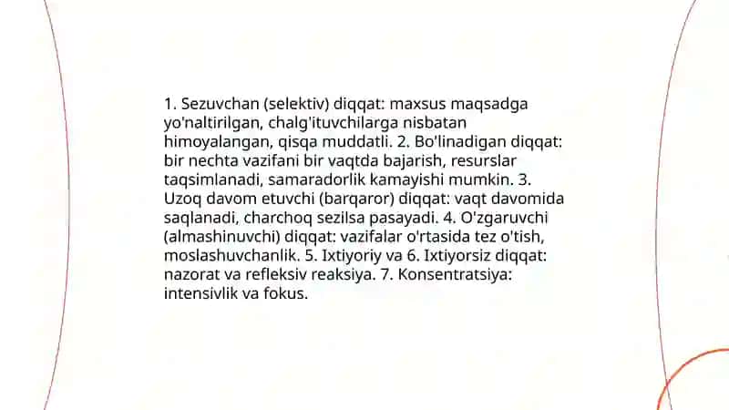 Psixologiyada:Diqqat,sezgi, idrok mavzulari 3