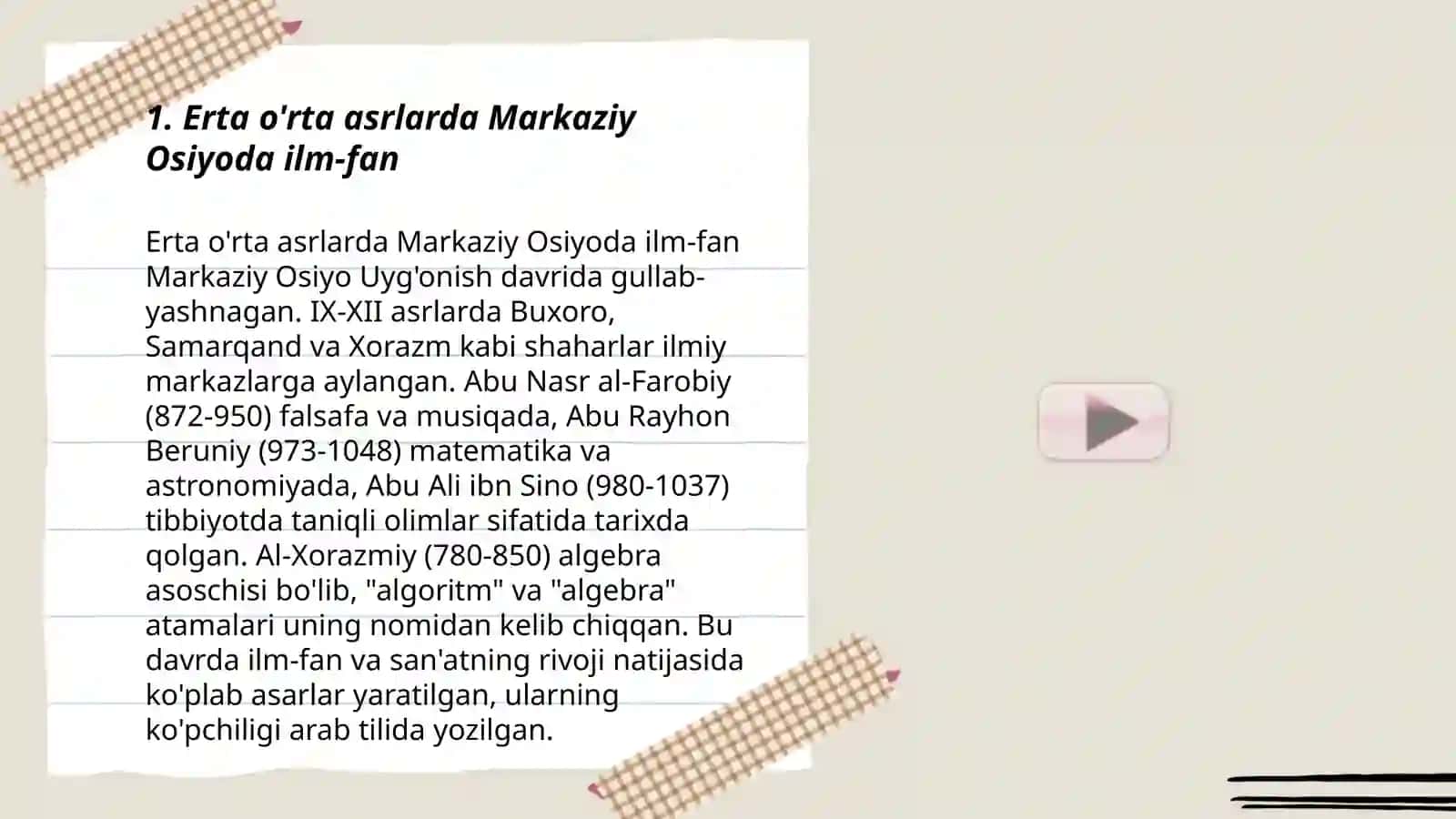 Erta o'rta asrlarda Markaziy Osiyoda ilm-fan 3