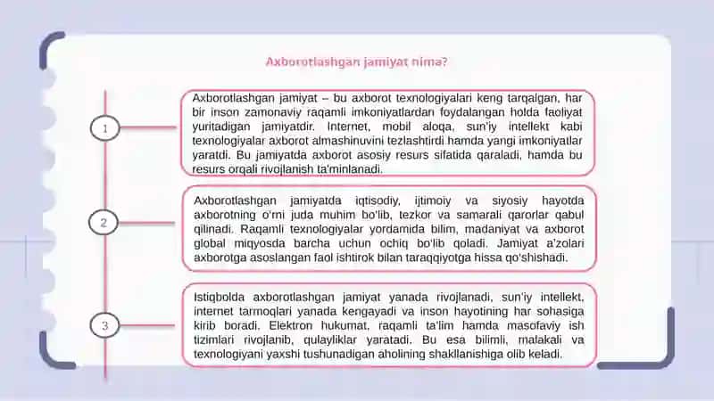 Axborotlashgan jamiyat va uning istiqbollari 3