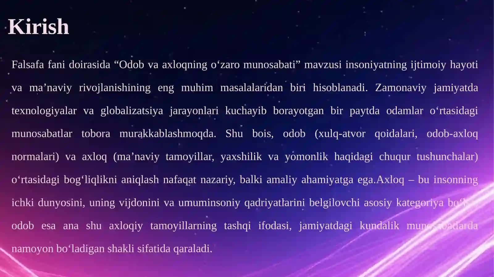 Odob va axloqning o‘zaro munosabati 3