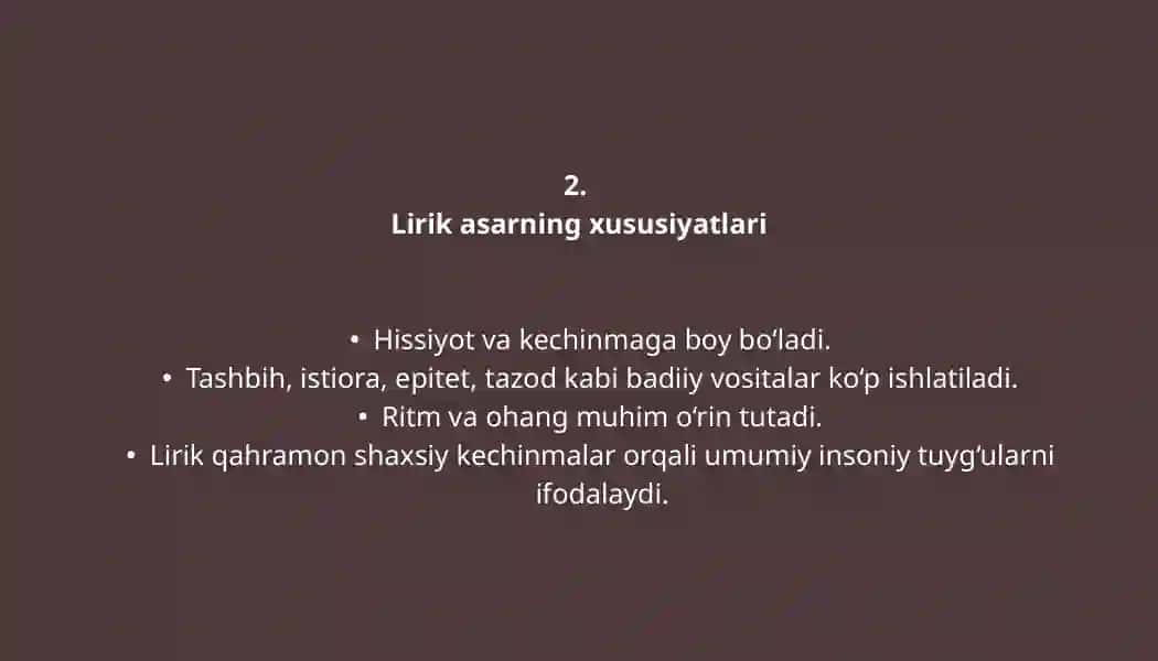 LIRIK ASARLARNI IFODALI OʻQISH 3