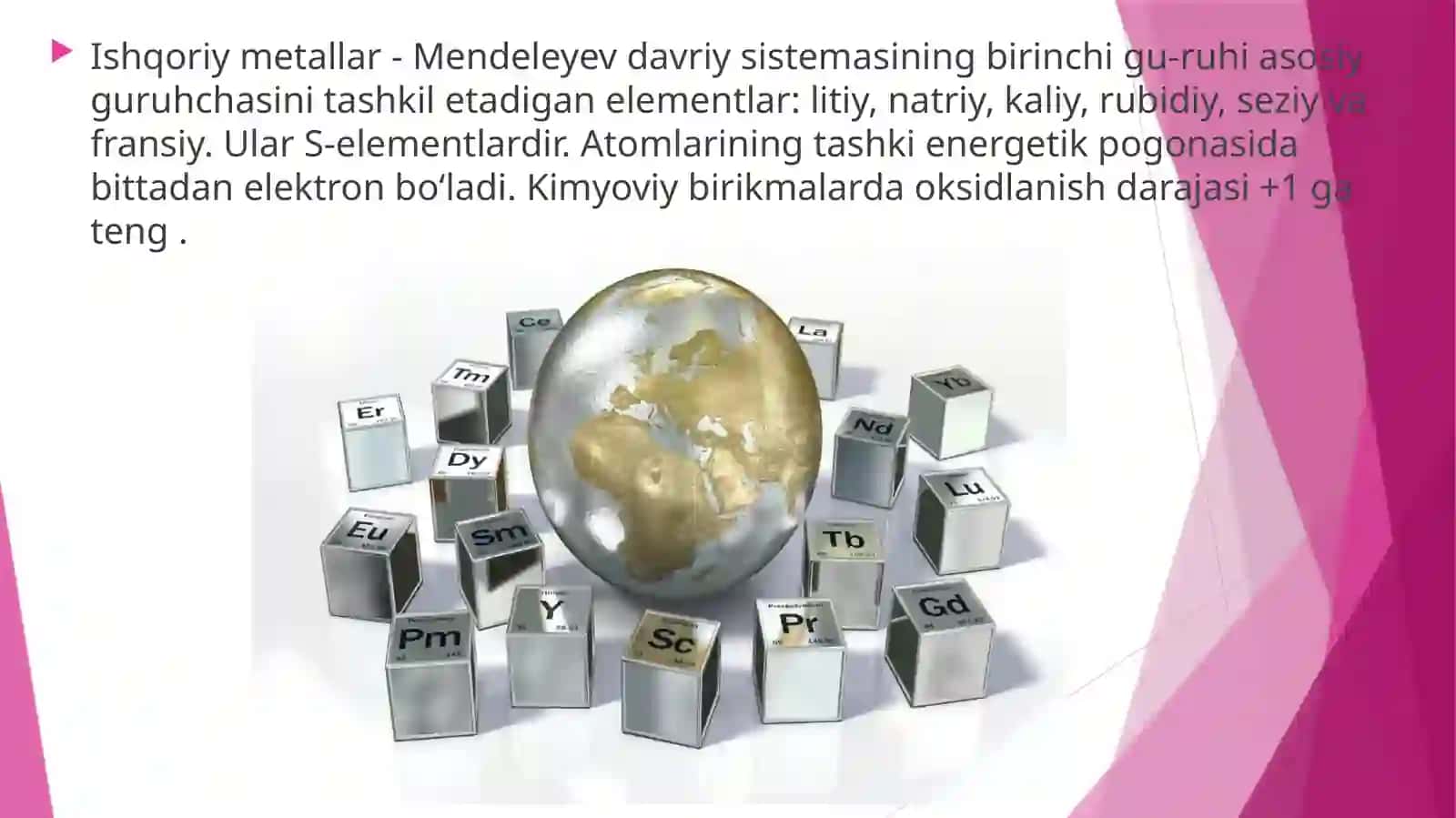 Ishqoriymetallar, olinishi va xossalari 3