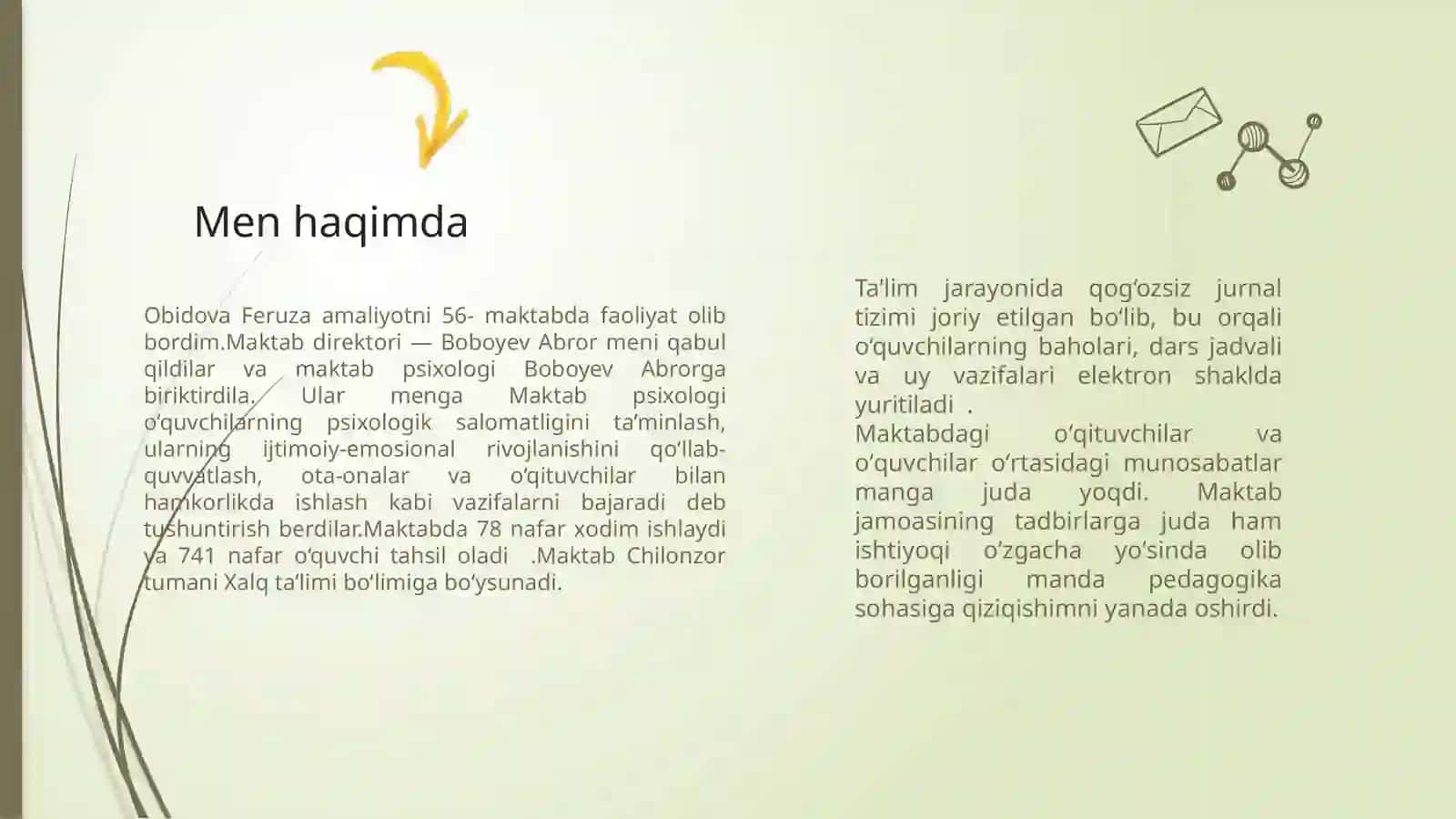 Obidova Feruzaning amaliyot hisoboti 3