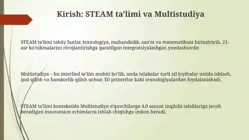 Multistudiya STEAM talim moduli 3