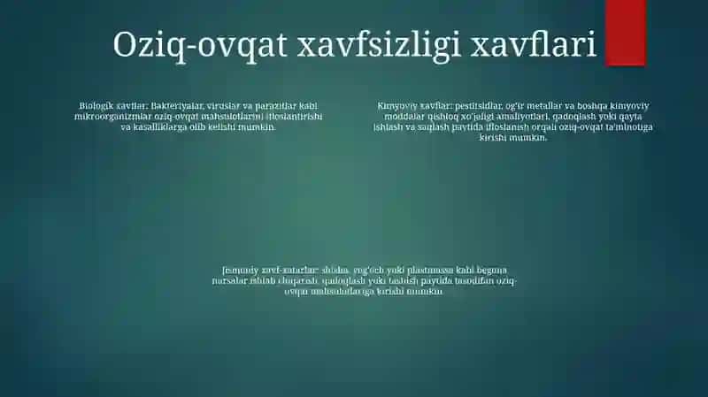 Оziq-Оvqаt Хаvfsizligini Bаhоlаsh Metodologiyasi Vа Gigienik Normalash Printsiplari 3