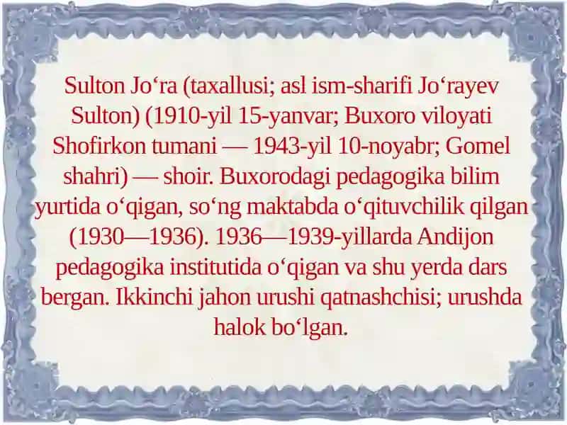 Sulton Jo’ra hayoti va ijodi 3