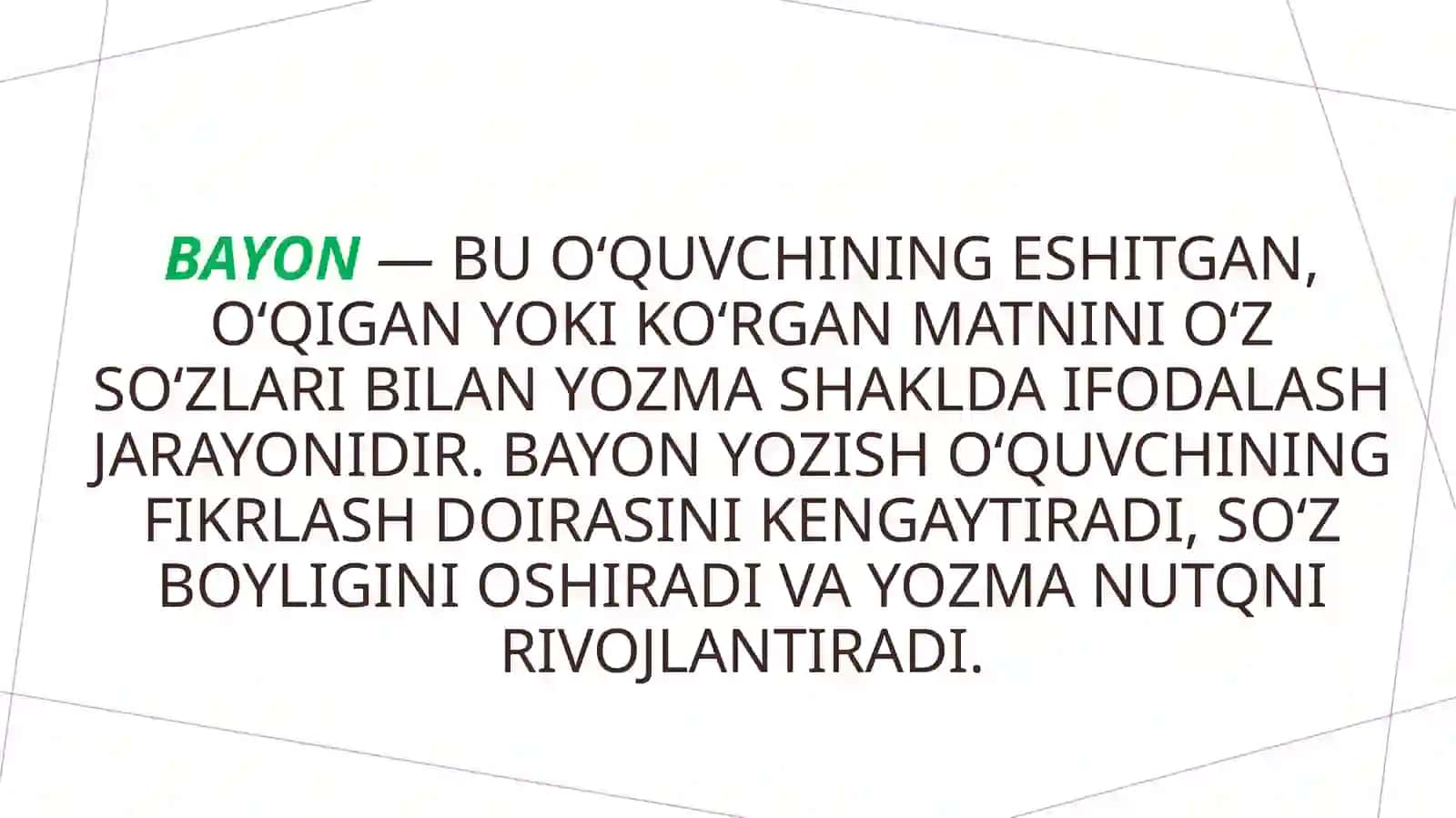 Bayon yozish usullari. Bayonni baholash metodlari 3